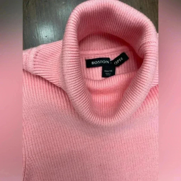 Boston Proper Sweater Dress Size XS Pink Balloon Sleeve Turtleneck Barbie Winter - Picture 5 of 14
